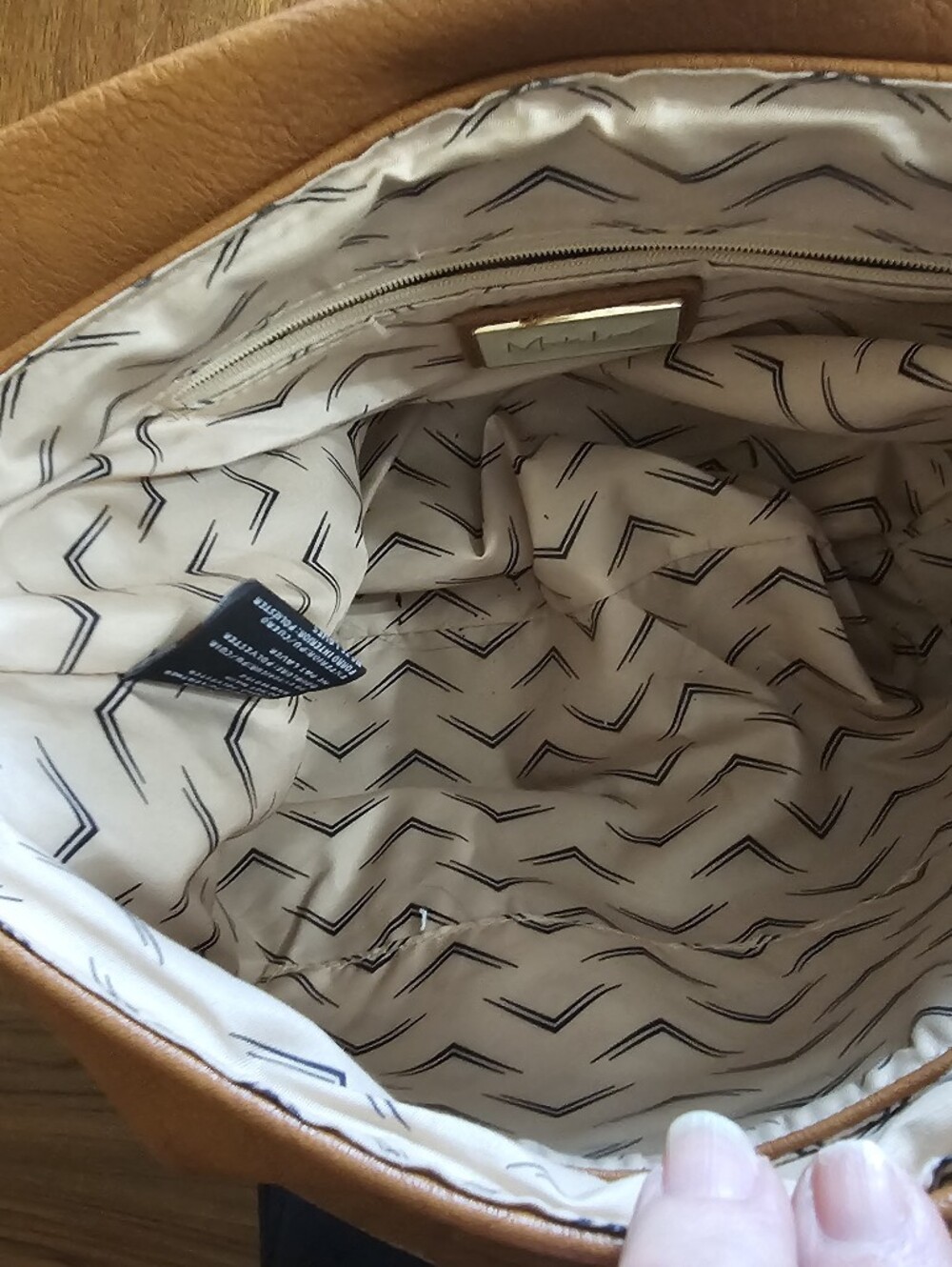Moda Luxe Brown Bag With Suede Accent - Picture 4 of 6